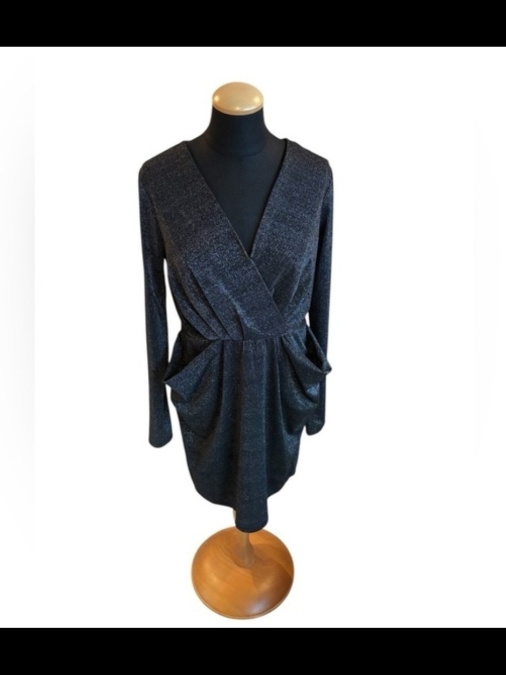 BCBGeneration Long Sleeve Black Metallic Dress Size medium